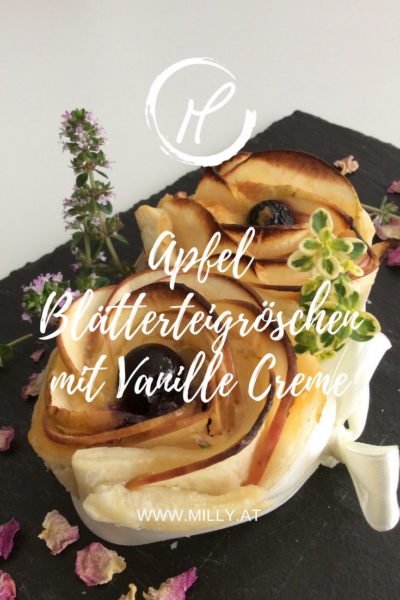 Dieses schnelle und leckere Dessert wird all Ihre Gäste verblüffen - APfel Blätterteigröschen sind blitzschnell gemacht aber geben etwas her! Stöbern Sie auf milly.at nach weiteren Dessert Ideen.