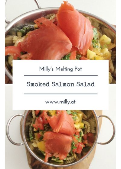 Light salad made of fresh geen asparagus, tomatoes, herbs from the garden and smoked salmo - a light alternative for dinner! #recipe #quick #easy #lowcalorie #diet #dinner #food