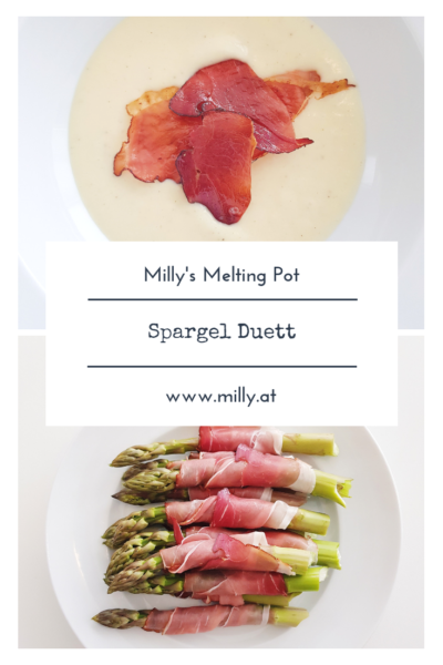 Diese Suppe vom weißen Spargel und die in Speck eingewickelten grünen Spargel sind die ideale Kombination für ein leichtes Frühlingsabendessen! #Spargel