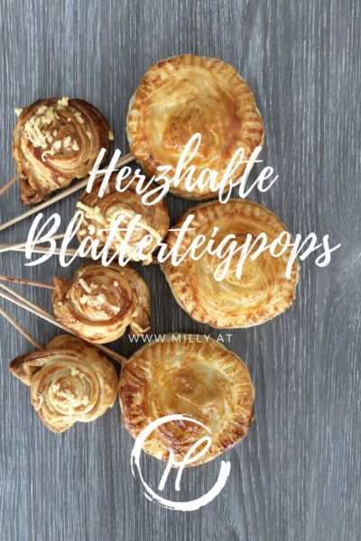 Solche herzhaften Blätterteigpops sehen als "Blumenstrauß" toll aus zum Aperitif serviert und gehen Ruck-Zuck. Blätterteig und Füllung - fertig!