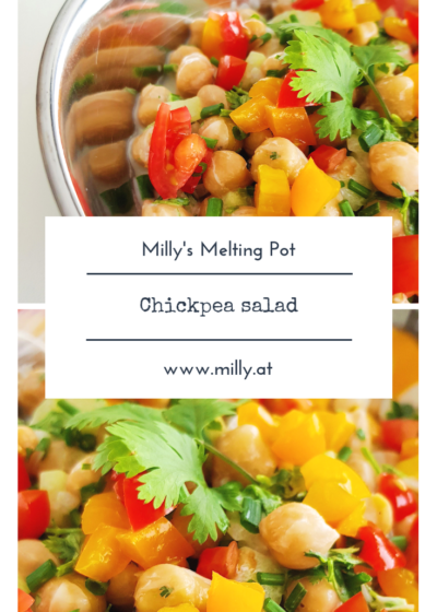 Chickpea salad is a perfect side dish foe barbecues and a good option for vegetarians, as it is a great source of proteins and keeps you full. #chickpeas