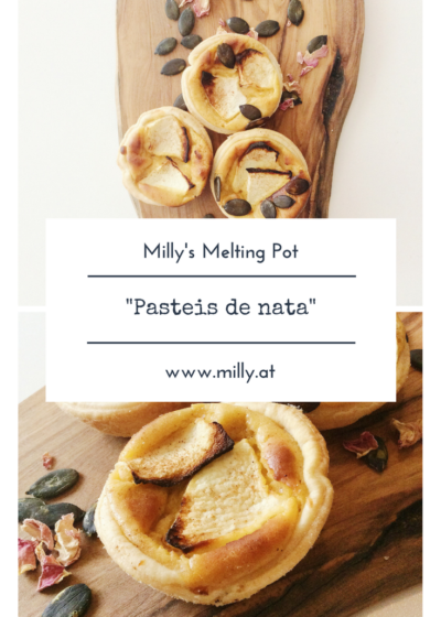 Here my version of the very popular and extremely delicious "Pasteis de nata" - Portuguese cream pasties - visit milly.at and find many other recipes! #recipe #sweet #portugal #creampie