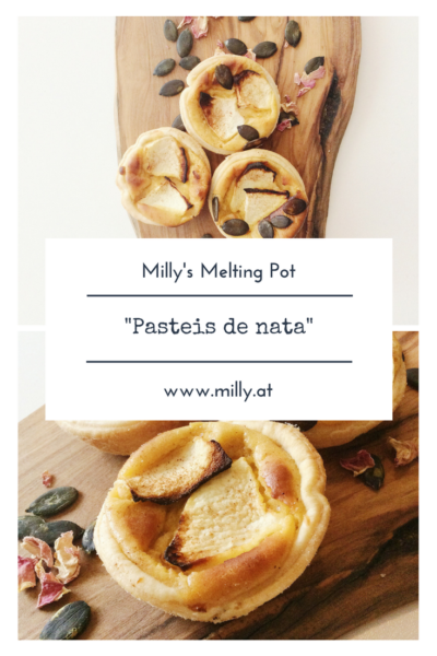 Here my version of the very popular and extremely delicious "Pasteis de nata" - Portuguese cream pasties - visit milly.at and find many other recipes! #recipe #sweet #portugal #creampie