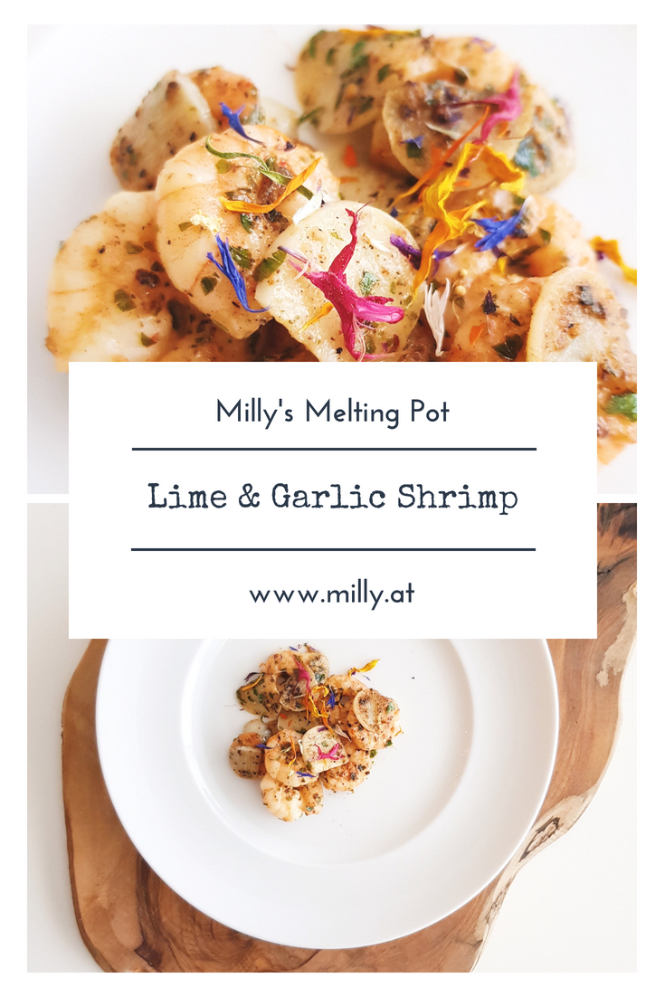 Try out this quick recipe for lime and garlic schrimp. This combination of flavours is really good - and this dish is prepared in 15 minutes! #recipe #shrimp #lowcarb