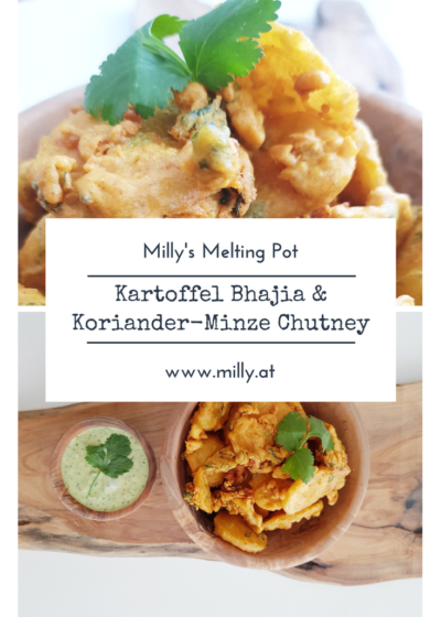 Diese knusprigen Kartoffel Bhajias sind frittierte Kartoffelscheiben in einem herzhaften Kichererbsenmehlteig! Dazu ein frisches und kühlendesKoriander und Minze Chutney! Exzellentes Fingerfood oder einfach einen Snack:) #indisch #chutney #Rezept #einfach #vegetarisch