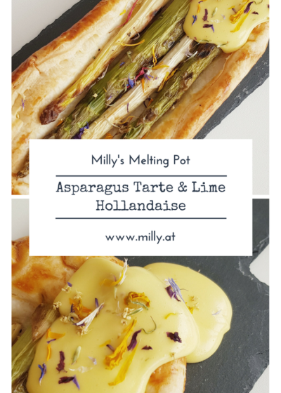 If you need a quick starter, this asparagus tarte is ideal! It is prepared in 10 minutes ( unless you decide to make the puff pastry from scratch) And while the tarte bakes in the oven, you can quickly whip up a hollandaise! #recipe #hollandaise #asparagus #lime #spring #summer #puffpastry