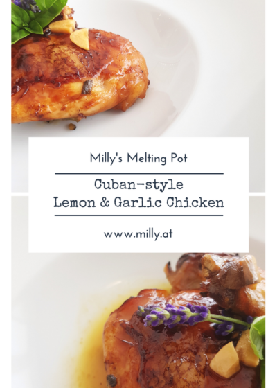 This cuban inspired lemon and garlic chicken will become one of your favorites! #recipe #chicken #international #cuba #garlic #lemon