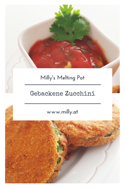 Diese gebackenen Zucchini Taler, frittiert oder aus dem Ofen, sind ideal als Vorspeise oder Salatbeilage. #Rezept #schnell #zucchini #vorspeise #fingerfood