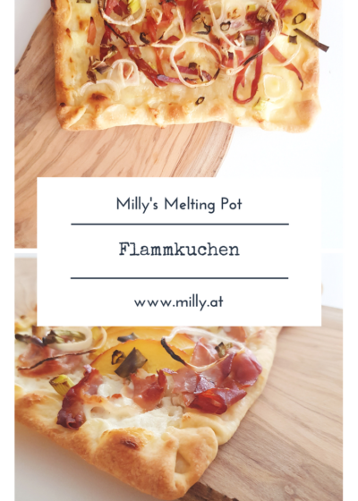 With just very few ingredients, this flammkuchen is the perfect snack or a quick dinner! #dinner #recipe #quick #snack #flammkuchen