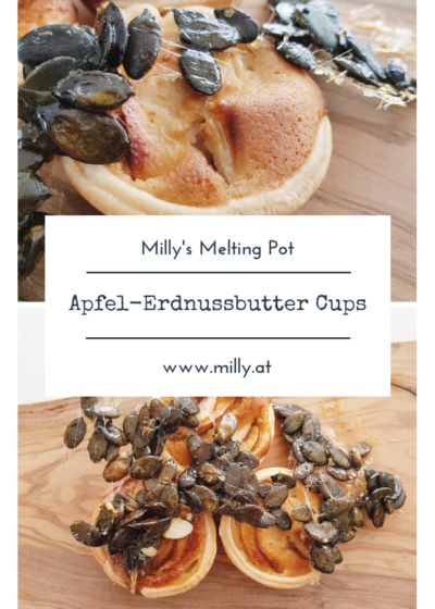 Meine Inspiration: die Apfeltarte meiner Mama, und eine Snack Idee, die Heisshunger verhindert! #halloween #apfelcups #erdnuss