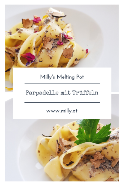 Die Papardelle mit einer Sahne-Trüffel Sauce sind blitzschnell gemacht und cremig-köstlich! #papardelle #pasta #trüffel #schnell #abendessen #mittagessen
