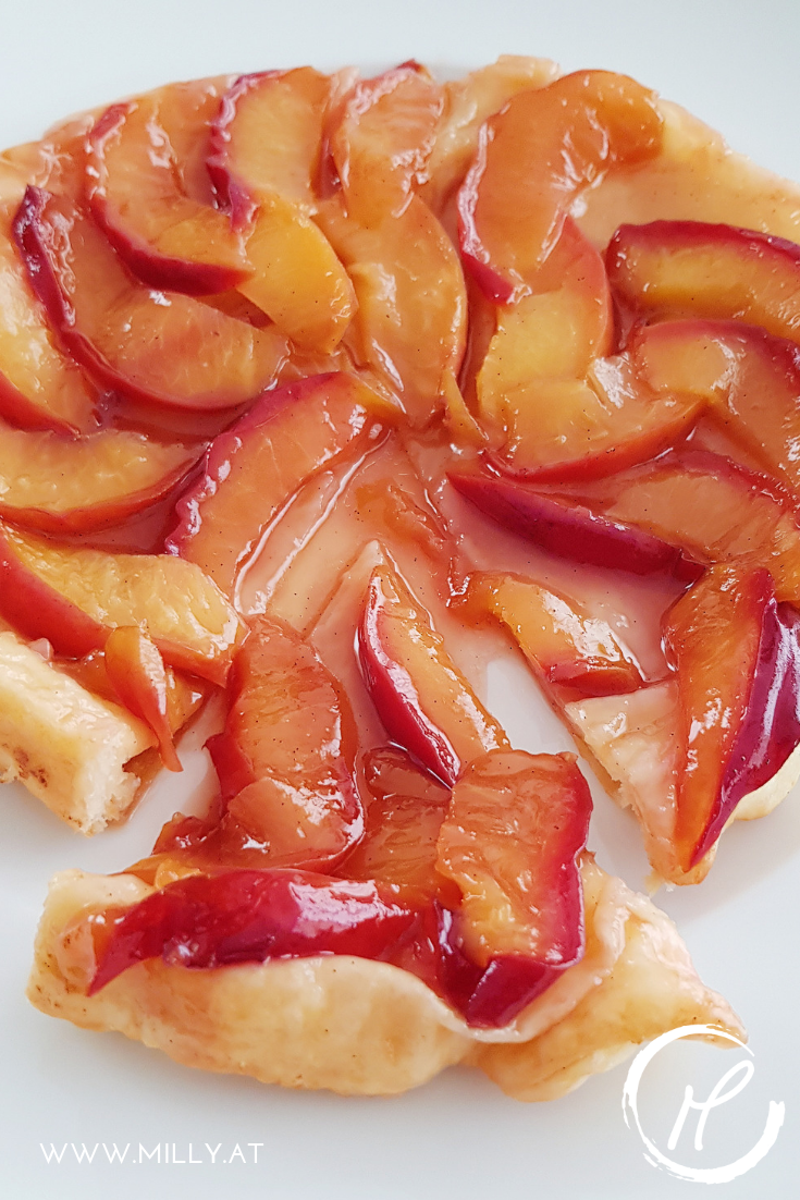 How these upside down tartes were discovered or invented is still unclear, but the french tarte tatin is traditionally baked with the fruit at the bottom.